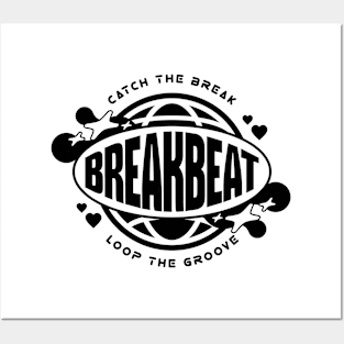 BREAKBEAT  - Y2K Catch The Globe (Black) Posters and Art